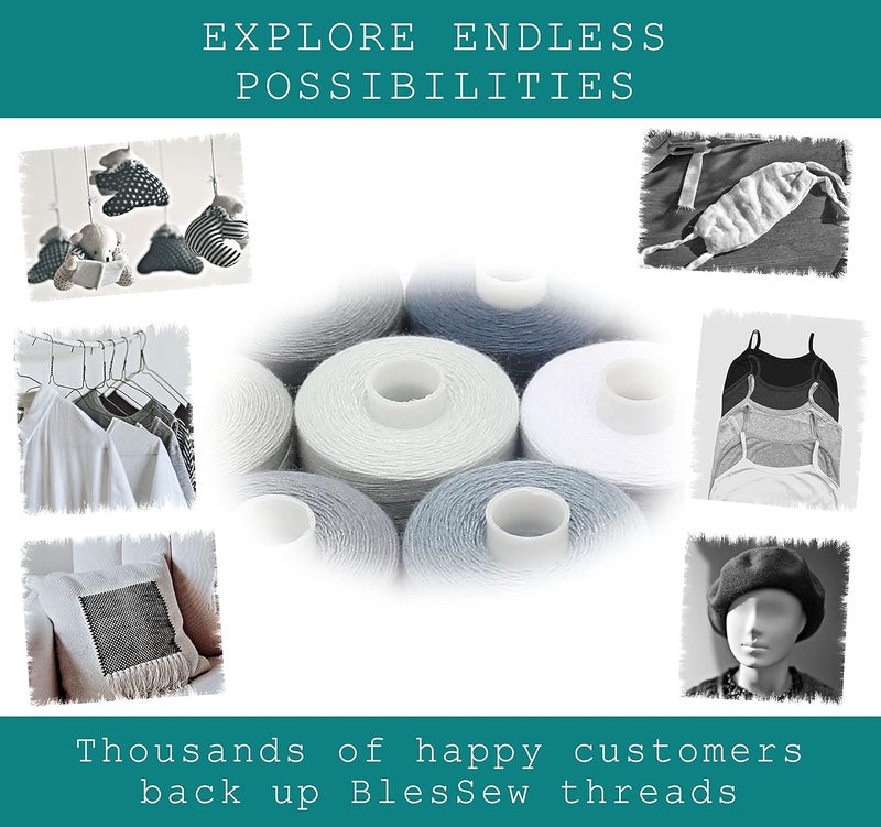 BlesSew Gray Sewing Threads - 10 Large Spools of Polyester Thread for Hand, Quilting & Sewing Machine - Grey Shades Plus Black & White - 1000 Yards Per Spool - Image 5